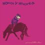 Text: „NORCOS Y HORCHATA“, „precious little album“. Illustration: Person auf einem Pferd, Hintergrund in Pink., LP