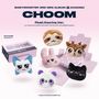 Text: "BABYMONSTER 3RD MINI ALBUM [춤 (CHOOM)] CHOOM Plush Keyring Ver." Sechs Plüschtiere und eine Schachtel.