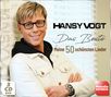 „Hansy Vogt, Das Beste. Meine 50 schönsten Lieder.“ Ein Mann mit Brille in weißer Jacke lächelt, Logo rechts unten., 3 CDs