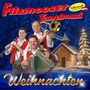 "Filzmooser Tanzlmusi", "Volksmusik aus Österreich", "Weihnachten". Drei Männer in Tracht, einer mit Trompete, vor verschneiter Kapelle., CD
