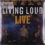 "LIVING LOUD LIVE" steht groß auf einem Konzertauftritt, Musiker mit Instrumenten auf der Bühne. Logo: "REISSUED SOUNDS"., 2 LPs