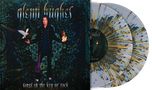 Text: "glenn hughes" und "songs in the key of rock". Eine Person hält eine Taube und eine Flamme, mit psychedelischem Hintergrund., LP