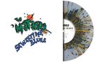 "The Meteors Seweritime Blues" in bunten Buchstaben. Eine bunte, gesprenkelte Vinyl-Schallplatte daneben., LP