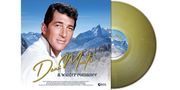 "Dean Martin a winter romance" steht vor einer Winterlandschaft mit Bergen. Links ein Mann, rechts eine goldene Vinyl.