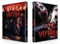 "VITTRA" in roter, tropfender Schrift. Zwei DVD-Hüllen zeigen blutige, erschreckende Gesichter und Szenen.