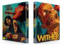 "DIE HÜTTE DER TOTEN", Links: Zombie-Frauen; Rechts: verwestes Gesicht, Silhouette im Hintergrund., 1 Blu-ray Disc und 1 DVD