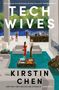 „Tech Wives“ von Kirstin Chen. Menschen in einer modernen, luxuriösen Umgebung mit Garten und Pool., Buch