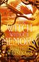 Buchtitel und Autor: "The Witch Without Memory", Maithree Wijesekara. Illustration eines fliegenden Drachen über einem goldenen Hintergrund., Buch