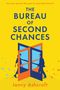 Text: "Can she rewrite the past to save their future? The Bureau of Second Chances. Jennifer Ross." Illustration: Zwei Personen durchschreiten eine Drehtür, umgeben von Schmetterlingen., Buch