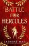 "Battle for Hercules" und "Jasmine Mas, The Global Bestseller" in goldener Schrift auf rotem Hintergrund. Goldene Blätter.