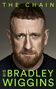 Text: „THE CHAIN“, „SIR BRADLEY WIGGINS“. Nahaufnahme eines Mannes mit Bart und ernstem Gesichtsausdruck., Buch