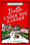"Death Under the Hammer" in weißer Schrift auf rotem Hintergrund. Illustration eines belebten Marktplatzes mit Marktständen., Buch