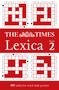 „THE TIMES Lexica Book 2“. „400 addictive word slide puzzles“. Vier Wortgitterrätsel auf rotem Hintergrund.