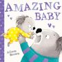 "Amazing Baby", "Alison Brown". Illustration: Zwei Koalas, ein großer in gestreiftem Pulli, hebt einen kleinen in Sternen-Pyjama hoch.