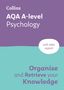 „Collins AQA A-level Psychology“ oben, „with video support“ in Sprechblase, unten „Organise and Retrieve your Knowledge“., Buch
