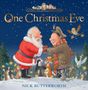 "One Christmas Eve", "A Percy the Park Keeper Story", "Nick Butterworth". Santa und Percy umringt von fröhlichen Tieren im Schnee.