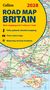 "Collins 2028 Road Map Britain". Gelber Hintergrund, Karte von Südengland, Symbole für detaillierte Karten und Rastplätze.