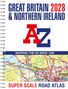 "Great Britain 2028 & Northern Ireland" steht oben, gefolgt von einem stilisierten "A-Z" Logo. Unten eine bunte Straßenkarte.