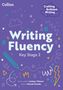 "Writing Fluency", "Key Stage 2", umgeben von bunten Kritzeleien auf lila Hintergrund., Buch