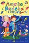 "Amelia Bedelia & Friends" und "Blast Off!" in bunter Schrift, Illustration von Kindern in Weltraumthema mit Teleskop und Rakete.