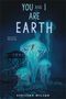 Texte: "You and I are Earth", "Time is short. Take the leap". Sicht: Große leuchtende Quallen, ein Turm, Person springt., Buch
