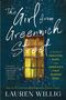 „The Girl from Greenwich Street“ von Lauren Willig. Ein leuchtendes Fenster im Schneefall auf einer dunkelblauen Wand.