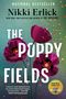 „Nikki Erlick, The Poppy Fields“ und Blütenillustration auf grünem Hintergrund mit bunten Sprenkeln., Buch