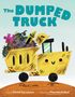 "The Dumped Truck" in großen blauen Buchstaben. Illustration eines fröhlichen gelben Lastwagens mit Rädern., Buch