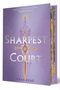 Text: "Sequel to the #1 New York Times bestseller THORN SEASON", "SHARPEST COURT", "KIERA AZAR".  
Ein lilafarbenes Buchcover mit einem dekorativen Schwert., Buch