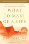 "What to Make of a Life" von Jim Collins, große Schrift. Illustration von Person auf rotem Berg., Buch