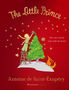 "The Little Prince", "One sees clearly only with the heart", "Antoine de Saint-Exupéry". Kind schmückt Baum mit Fuchs., Buch
