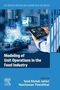 Text: "Modeling of Unit Operations in the Food Industry." Hände halten ein Tablet mit industriellem Hintergrund., Buch
