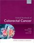 „Oxford Textbook of Colorectal Cancer“ mit Illustrationen von Darm und Zellen, in Lila gehalten., Buch