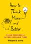 "How to Think More and Better" steht über einem stilisierten Kopf mit einer Glühbirne, gelber Hintergrund., Buch