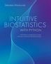 "Intuitive Biostatistics with Python" von Sébastien Wieckowski. Blaue und violette Hintergrundgrafik mit Linienmuster.