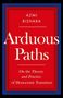 Buchtitel: "Arduous Paths". Autor: Azmi Bishara. Untertitel: "On the Theory and Practice of Democratic Transition". Roter Hintergrund., Buch