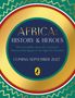 Text: "AFRICA: HISTORY & HEROES", "Coming September 2027". Beschreibung: Farbige Kreise mit stilisiertem Pinguin-Logo., Buch