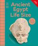 Text: "Ancient Egypt Life Size", "Come face to face with a stone pharaoh!" Illustration eines Pharaonenkopfes.