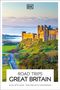 "Road Trips Great Britain. Plan with ease, explore with confidence." Logo und Burglandschaft am Meer., Buch