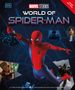 Texte: "MARVEL STUDIOS", "WORLD OF SPIDER-MAN". Illustration von Spider-Man, der mit ausgestrecktem Arm schwingt.