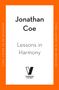 "Jonathan Coe: Lessons in Harmony". Orange Rand, Logo unten: "Penguin Viking".