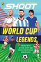 „THE VOICE OF FOOTBALL”, „WORLD CUP LEGENDS”. Illustration mit Fußballspielern in ikonischen Trikots und einer Fußballszene., Buch