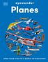 "Planes" und "OPEN YOUR EYES TO A WORLD OF DISCOVERY". Im Hintergrund diverse Flugzeuge auf blauem Hintergrund.