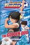 "Captain Tsubasa Volume 2: The Golden Duo." Illustration zweier Fußballspieler in Aktion, dynamische Pose.