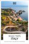 "ROAD TRIPS ITALY. PLAN WITH EASE • EXPLORE WITH CONFIDENCE." Logo oben. Küstenlandschaft mit Häusern und Klippen.