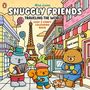 „Nina Luma SNUGGLY FRIENDS TRAVELING THE WORLD" und „Café Amis“ auf einem niedlichen Stadtszene-Bild., Buch