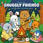"Snuggly Friends: Cozy & Comfy Colouring Book." Eine Illustration von Tieren am Lagerfeuer, ein Bär spielt Gitarre., Buch