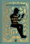 "THE DANCING MEN and Other Tales" von Arthur Conan Doyle. Silhouette eines Mannes mit Pfeife und Papier, goldverzierte Motive., Buch
