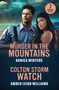 Text: "Murder in the Mountains" von Danica Winters, "Colton Storm Watch" von Amber Leigh Williams. Zwei Personen, Sturm im Hintergrund.
