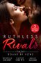"3 Books in One. Ruthless Rivals: Bound by Vows." Nahaufnahme eines Paares in inniger Umarmung mit romantischer Stimmung.